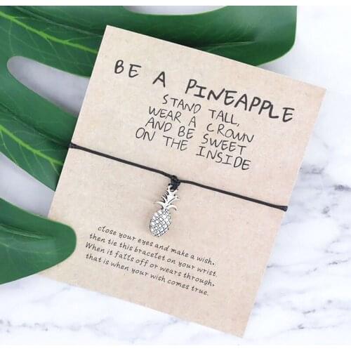Be A Pineapple Wish Bracelet Alloy Silver Color Pineapple Charm Bracelet for Women Mens Pineapple Jewelry Friend Gift