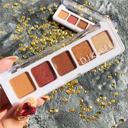 DIKALU 5 Color Mini Sunset Eyeshadow Palette Portable Easy To Apply Makeup Long-lasting Non-flying Powder Natural Eye Makeup
