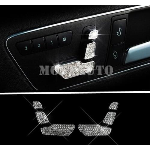 For Benz E Class Coupe W207 C207 Rhinestone Style Seat Adjust Button Trim Cover 2009-2016 6pcs Car Accessories Interior Car Trim