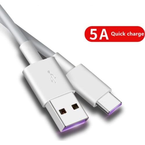 For Huawei USB 5A Type C Supercharge 1-2m Cable P20 Pro lite Mate20 10 Pro P10 Plus Type-C quick charging Super Charger Cable