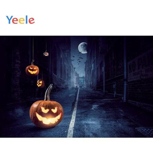 Yeele Halloween Party Backdrops for Photocall Street Pumpkin Latern Moon Backdrop Photo Booth Decor For Photography Backgrounds