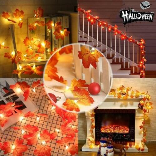 10/20/40 LED Fall Maple Leaves Fairy String Light Autumn Leaf Garland Decor Xmas
