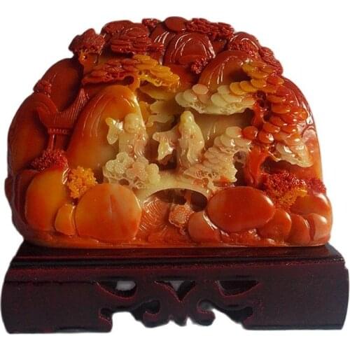China Shoushan stone carving into elegant decoration Home Furnishing Feng Shui stone crafts