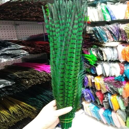 Beautiful 100pcs Pretty 22-24inches/55-60cm Green Pheasant Feather Wedding Decoration Party Supplies Feathers