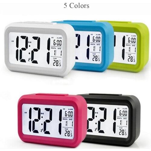 Creative Smart LED Alarm Clock Backlight Snooze Mute Digital Clocks Large Screen Calendar Desktop Electronic Table Clocks