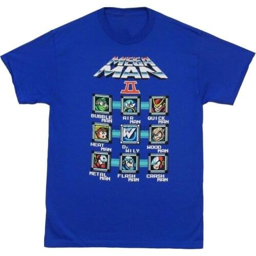 Mega Man Characters Gamer Bubble Man Heat Man Air Man Licensed Adult T-Shirt Cotton Streetwear Tops Tee Shirt