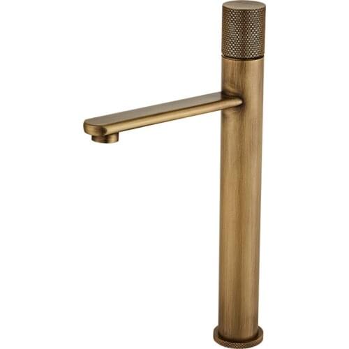 Copper Basin Faucet Antique Solid Brass Hot & Cold Bathroom Sink Mixer Crane Tap Single Handle Deck Mounted Unique Design