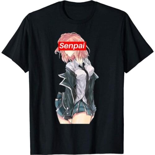 Senpai Notice Me Japanese Anime Girls Cute Shirt Red Box Logo cotton Men Summer Casual Cotton Tee Fashion T Shirt Design Online