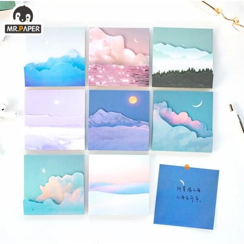 Mr.Paper 80 Pcs/set 8 Designs Moon Fantasy Series Ins Style Memo Pads Loose Leaf Hand Account Decor Material Message Note Paper
