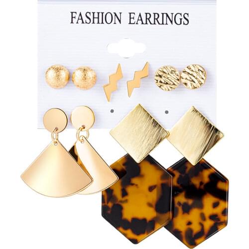 Earings Set Metal Acrylic Geometric Sector Rhombus Lightning Earrings for Women 2020 Dangle Earring Fashion Jewelry Girl Gift