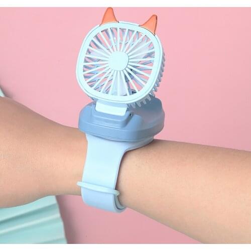 Mini Carry Wrist Fan Watch Summer Portable Rotatable Usb Rechargeable Air Cooling Fan Detachable Personal Toy Watch Table Fan#g4