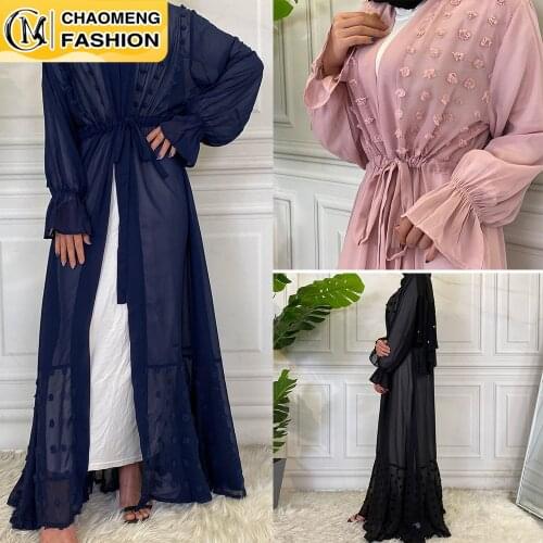New Design Middle East Ramadan Muslim For Women Lovely Kaftan Modest Kimono Chiffon Open Abaya Dubai Turkey Islamic Clothing