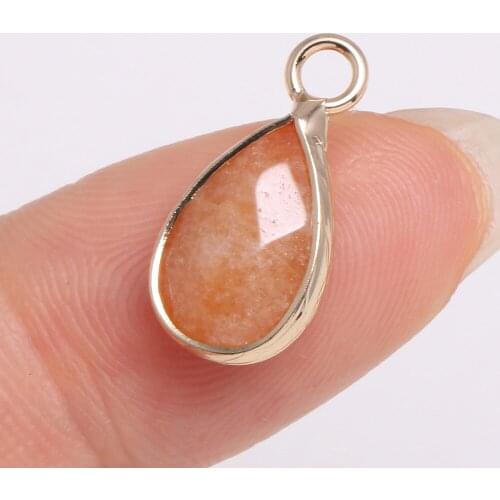 Natural Stone Pendants Drop Shape in Section Semi-precious Stone Edging Necklace Pendant for DIY Jewelry Making Size 10x14 mm