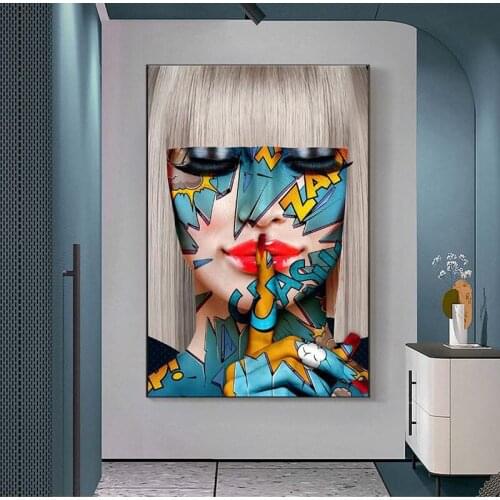 Portrait of Abstract Girls Canvas Paintings on the Wall Art Posters and Prints Body Graffiti Nordic Art Pictures For Living Room