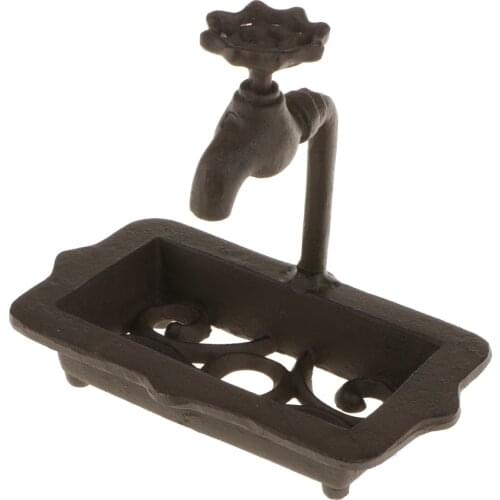 Countryside Primitive Farmhouse Cottage Cast Iron Water Faucet Soap Dish Holder Soap Box