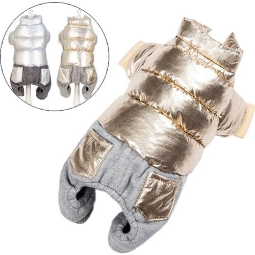 Silver Gold Dog Down Jacket Jumpsuit for Dogs Winter Pet Clothes for Yorkies Maltese Cat Overalls Puppy Clothing ubranie