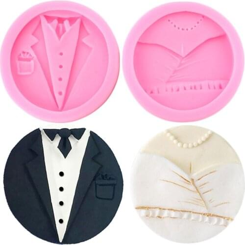 Bridegroom Bride Dress Silicone Mold DIY Wedding Fondant Cake Decorating Tools Chocolate Making Moulds Candy Clay Resin Molds