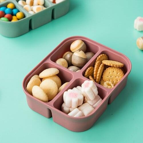 4/6 Compartment Silicone Crisper BPA Free Lunch Box Snack Box For School Office Microwave Food Container