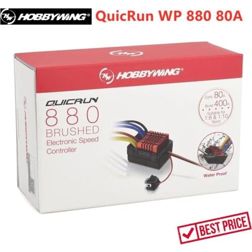 Hobbywing QuicRun WP 880 80A Dual Brushed Waterproof ESC Speed Controller For 1/8 RC Car