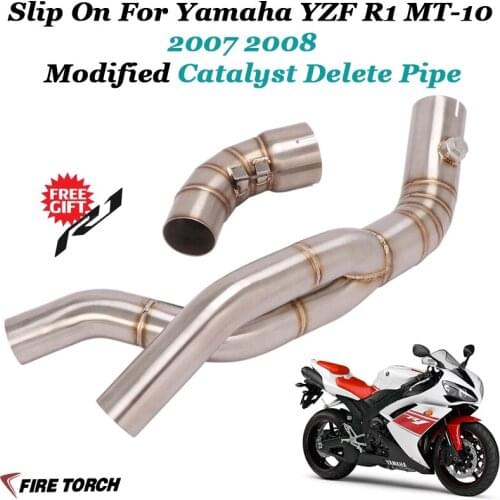 Motorcycle Exhaust System Slip on Connection Link Connector Pipe Replace Catalyst For YANAHA r1 YZF-R1 MT10 2007 2008