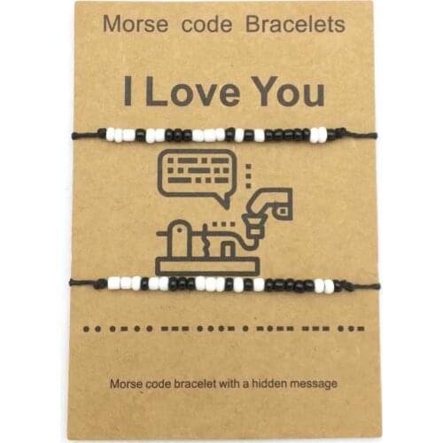 I Love You Morse Code Bracelet Couples Matching Bracelets for Him and Her Boyfriend and Girlfriend Mother and Daughter
