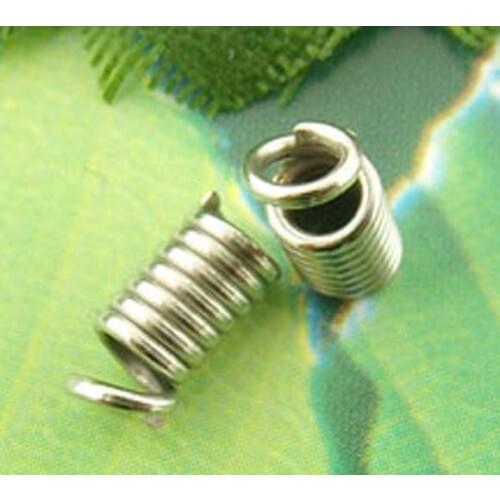 Doreen Box Lovely 200PCs Silver Color Coil End Crimp Fasteners 4*8mm (B01170)