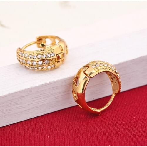 Earrings For Women Gold Color Earrings Rhinestone Jewelry Girls Arab Middle East African Brazilian Indian Item
