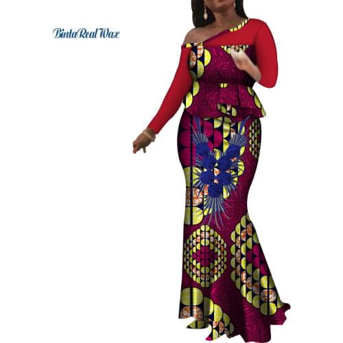 African Top and Applique Skirts Sets for Women Bazin Riche Traditional African Women Clothing 2 Pieces Skirts Sets WY4024