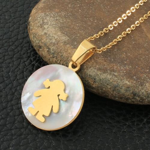 Gold Color Round Girl Pendant Fashion Stainless Steel Jewelry Pendant For Gift Free Shipping Joyas Store PRYZA013
