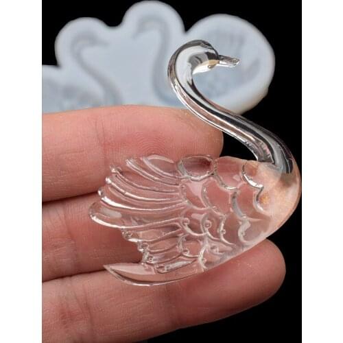 1 Pair 2PCS Swan Crystal Mirror Epoxy Mold DIY Mobile Phone Case Keychain Decoration Mold Cake Decorating Tools