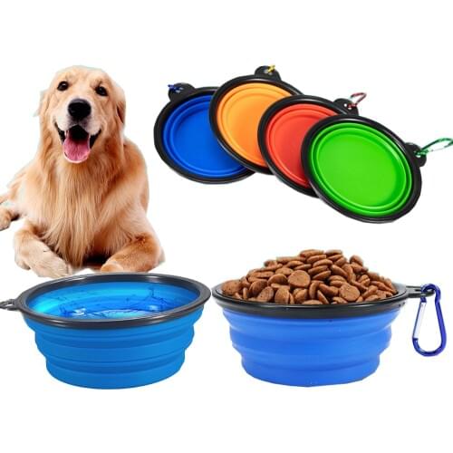 1000ML Pet Bowl Folding Silicone Travel Dog Bowls Walking Portable Water Bowl For Small Medium Dogs Cat Bowls Pet Eating Dishes