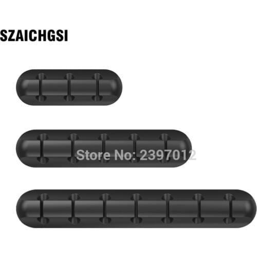 1000pcs/lot Silicon Cable Winder Earphone Cable Holder Wire Storage Clips Charger Cable Desk Organize Management Device 3 sizes