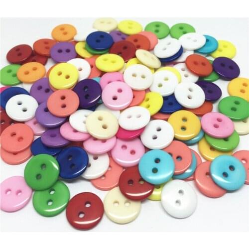 200pcs 11mm Mixed Round Resin Buttons 2 Holes Sewing Accessories Button DIY Scrapbooking Embellishments Crafts