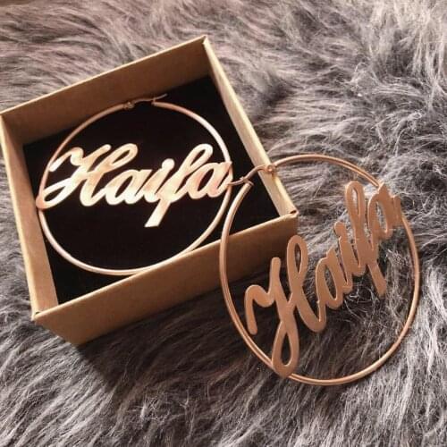 Lateefah 2021 Custom Earrings Name Personality Earring Jewelry Stainless Steel Letter Stud Earrings Minimalist Earrings Gifts