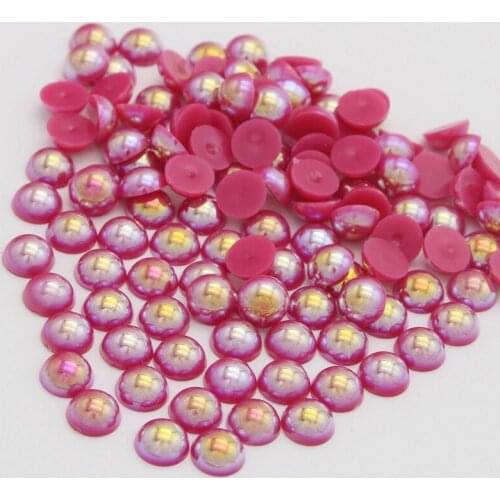 3/4/6/8/10/12mm Half Round Beads White Red Green Purple Pearls Loose Spacer Beads for Jewelry Making DIY