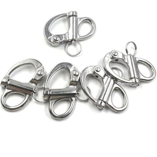 304 Stainless Steel 7cm Hard Silver Rigging Sailing Fixed Bail Snap Shackle , a pack of 5
