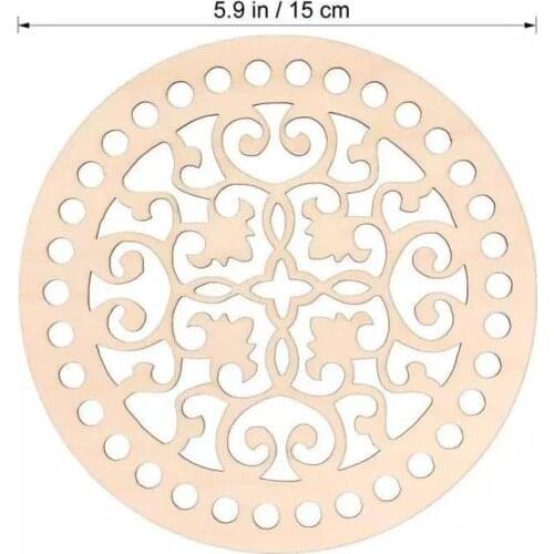 5 pieces laser cut15cm wooden bottom basket craft wood slices crochet bag