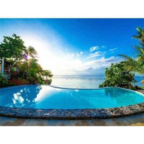 Diamond Painting Small Building Sea Landscape Square Diamond Round Diamond Decoration Customizable Wall Art Decoration Frameless