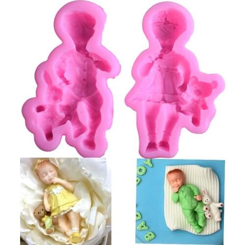 Non-Stick Silicone Mold Cute Baby Soap Mold Fondant Chocolate Cake Decorating Mould Silicone Baking Candle Mould Tools