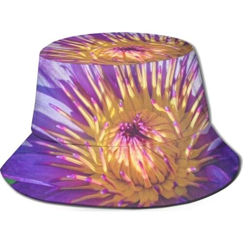 CINESSD New Fashion Bucket Hats Fisherman Caps For Women Men Gorras Summer Purple Flower