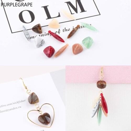 DIY earring jewelry accessories imitation turquoise jade marble resin geometric straight hole beads beaded pendant 50 pieces