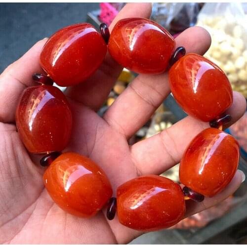 Hoo 27x33mm BEAUTIFUL RED BALTIC AMBER old Beeswax big size Bracelet AAA
