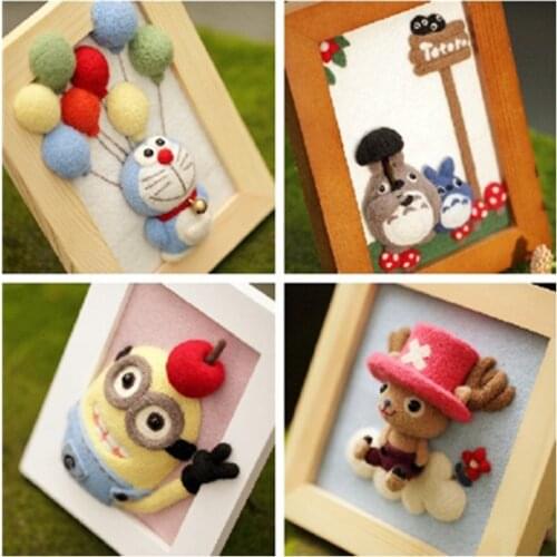 Cartton frame wool needlepoint kit Sewing Needlecraft felting DIY handcraft handmade needlework art supplies tools material bag