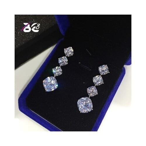 Be 8 2018 Classic Long Drop Dangle Statement Earrings Bridal Crystal Wedding Earrings For Brides E572