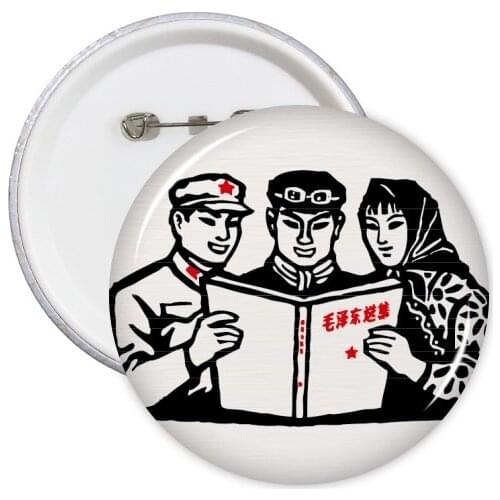 Mao Zedong Anthology Chinese Soldier Round Pins Badge Button Clothing Decoration 5pcs Gift