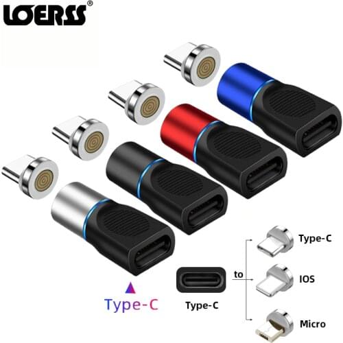 LOERSS Magnetic Adapter USB Type C to Micro ios Type-C Converter for iPhone Xiaomi Huawei Samsung Phone Charger Cable Connector