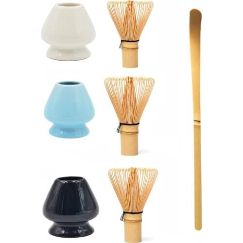 Matcha Mixing Brush Dishware Combination Tea Spoon Teapot Placer Set Bamboo and Ceramic