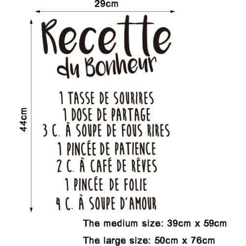 Stickers Muraux Recette Du Bonheur Vinyl Wall Decal Mural Art Wallpaper Kitchen Home Decor Poster House Decoration Wallpaper