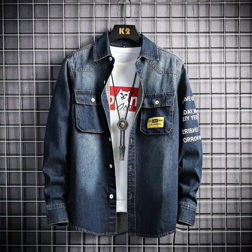 2021 Autumn New Retro Art Denim Shirt Fashion All-Match Tooling Jean Long Sleeve Shirt Male Brand Thin Section Cowboy Jacket