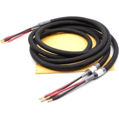 Pair M2.4 5N OFC copper Hifi audio Speaker cable loudspeaker wire with 24K gold plated banana plugs connector